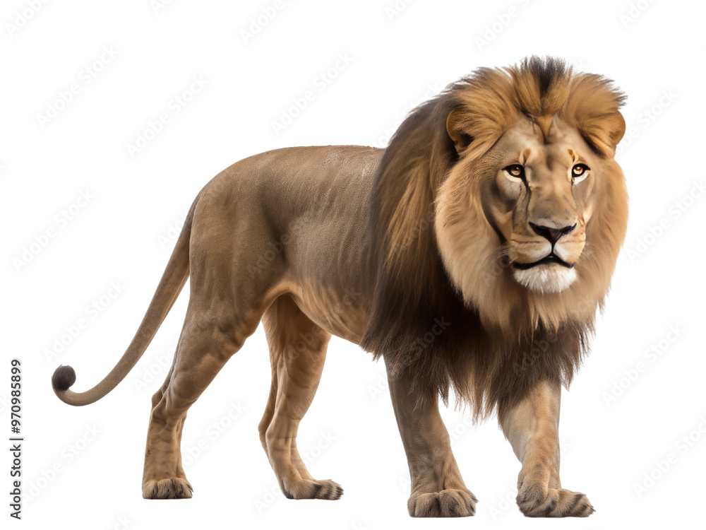 Realistic lion image on transparent background. Ai generated. Realistic lion image on transparent background. Ai generated.