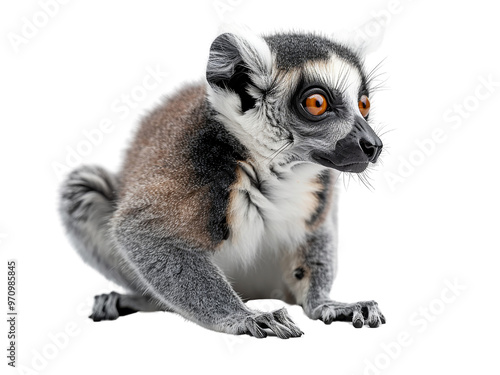Realistic Lemur image on transparent background. Ai generated.