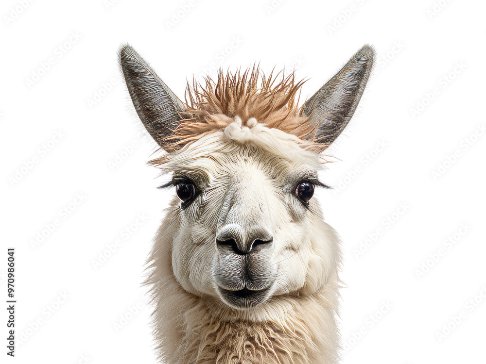 Fototapeta premium Realistic llama image on transparent background. Ai generated.