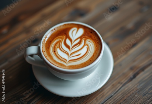 cup of coffee on wooden table