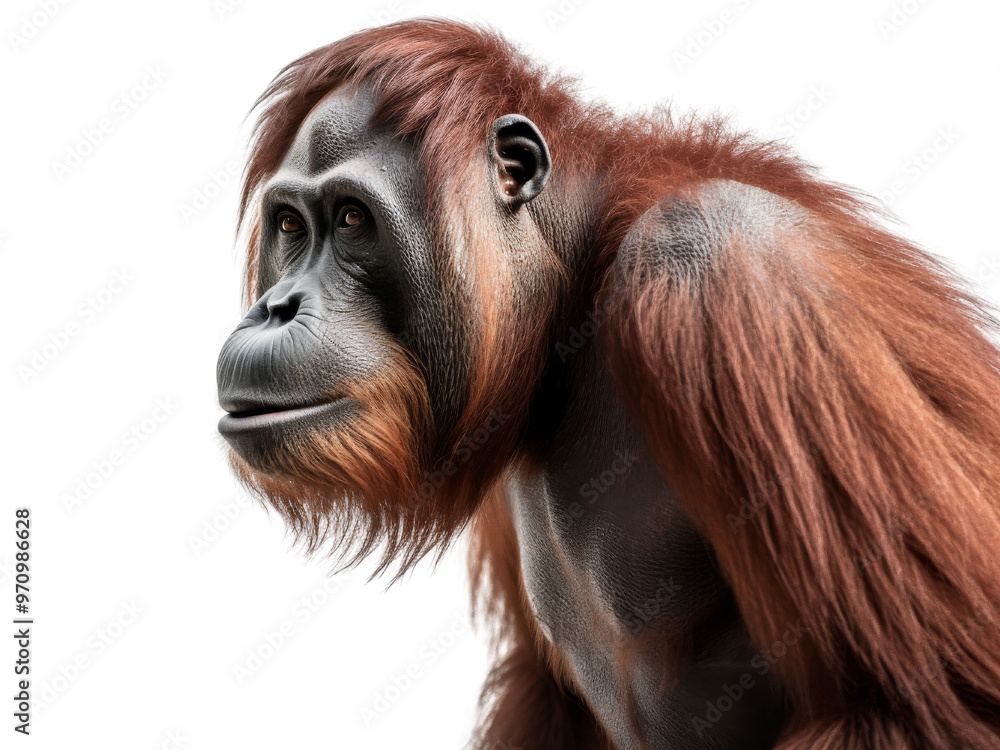 Realistic Orangutan image on transparent background. Ai generated. Realistic Orangutan image on transparent background. Ai generated.