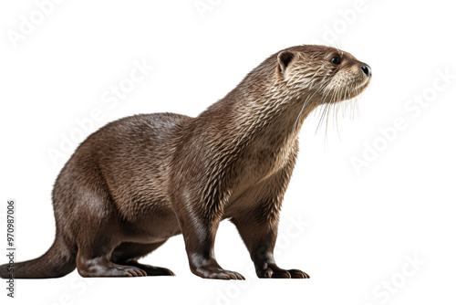 Realistic Otter image with a transparent background. Ai generated.