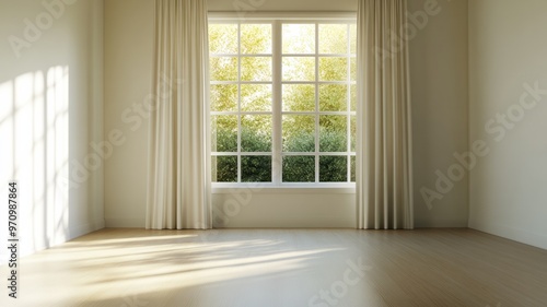 Minimalist Room with Sunlight Streaming Through Window