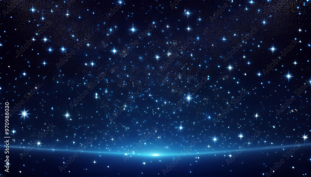 Fototapeta premium たくさんの青い星とダークな背景画像