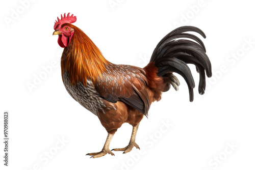 Realistic Rooster image with a transparent background. Ai generated.