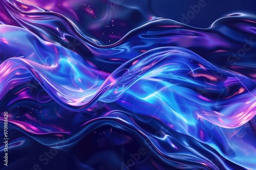 Wallpaper Mural Abstract blue and purple liquid wavy shapes futuristic banner. Glowing retro waves vector background Torontodigital.ca