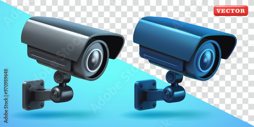 Security camera, 3d vector. Suitable for security and design elements