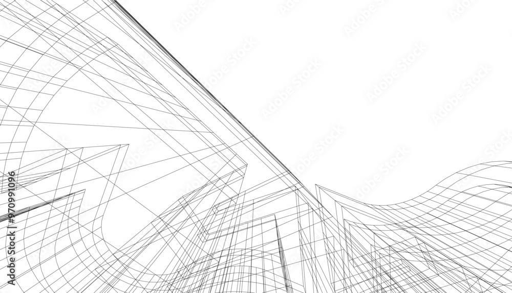 abstract buildings, architectural drawing 3d abstract buildings, architectural drawing 3d