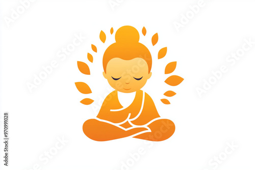 Vector stylized logo of baby buddah, isolated on white background