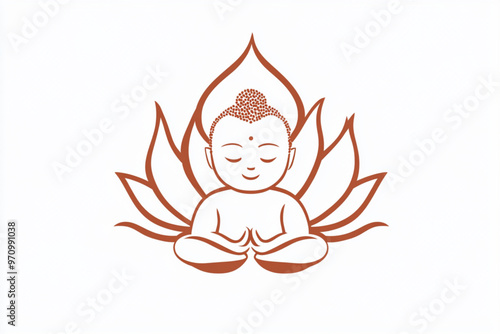 Vector stylized logo of baby buddah, isolated on white background