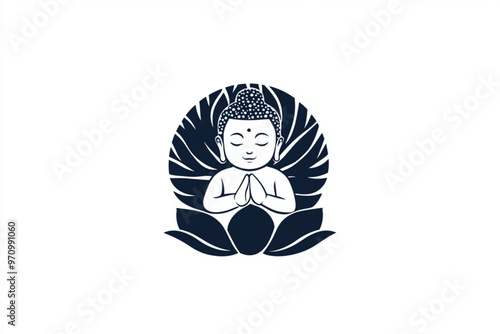 Vector stylized logo of baby buddah, isolated on white background