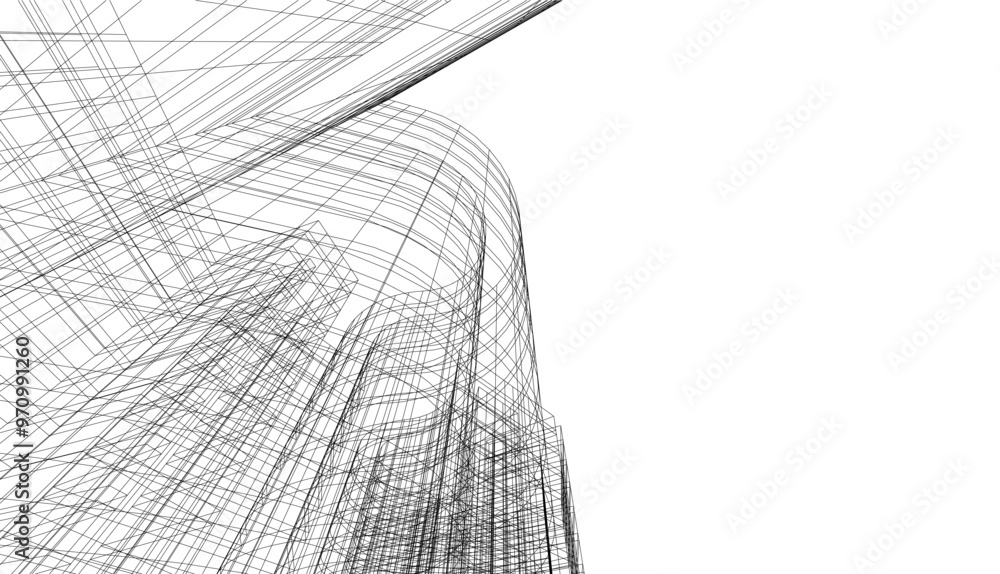 abstract buildings, architectural drawing 3d abstract buildings, architectural drawing 3d