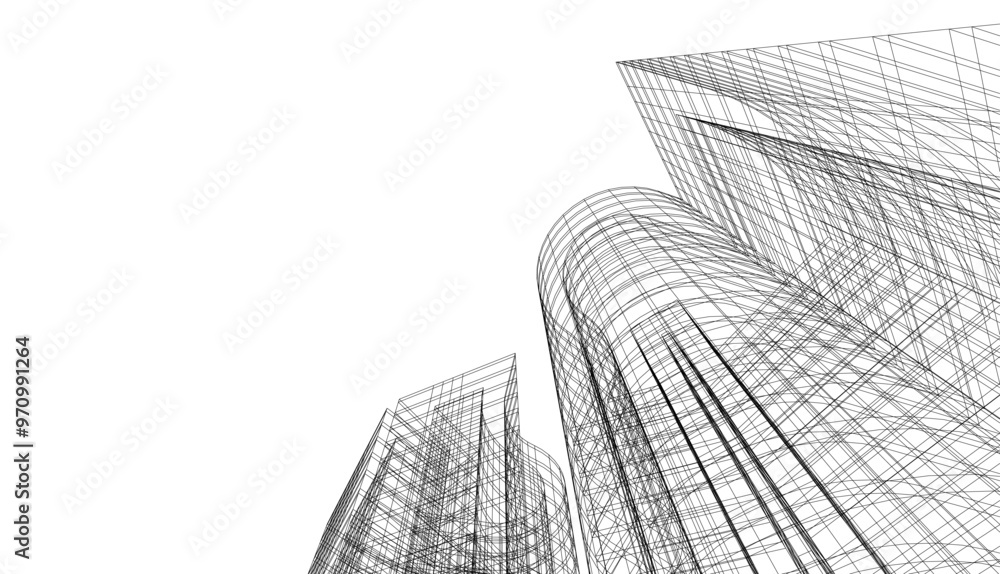Fototapeta premium abstract buildings, architectural drawing 3d