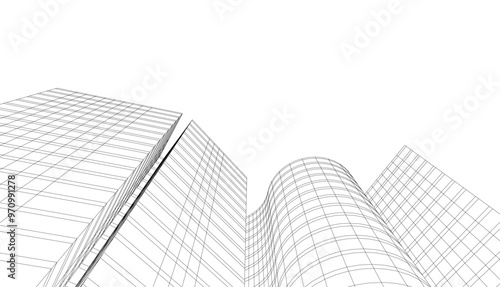 abstract buildings, architectural drawing 3d