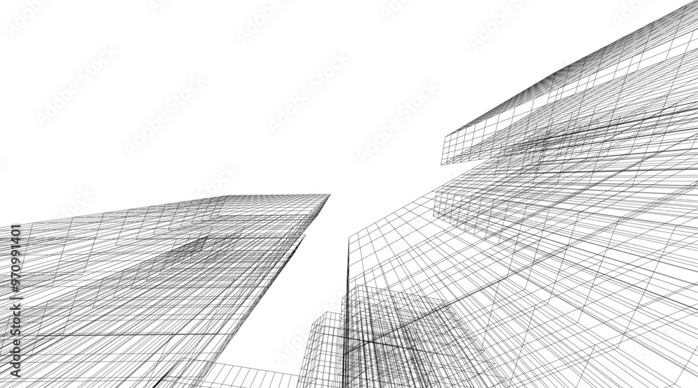 Fototapeta premium abstract buildings, architectural drawing 3d