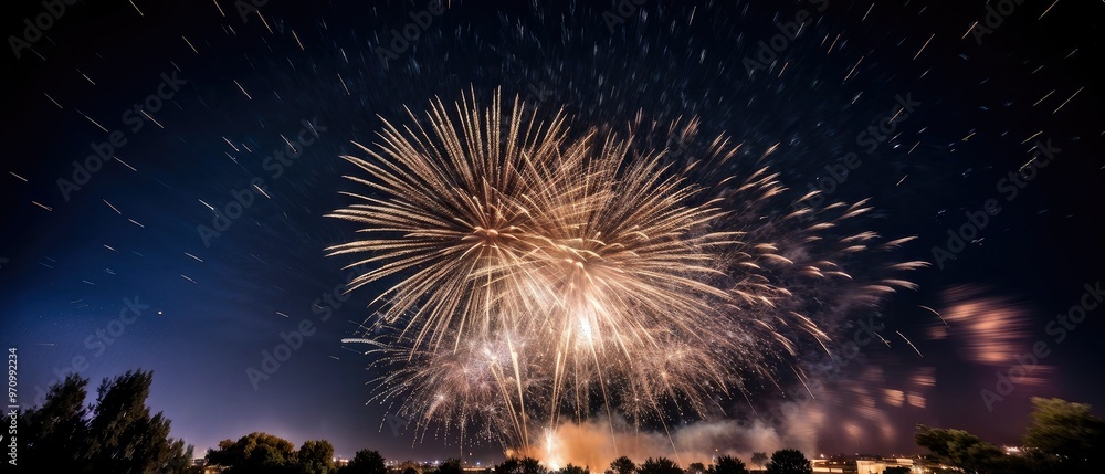 Fototapeta premium Fireworks Display in Night Sky