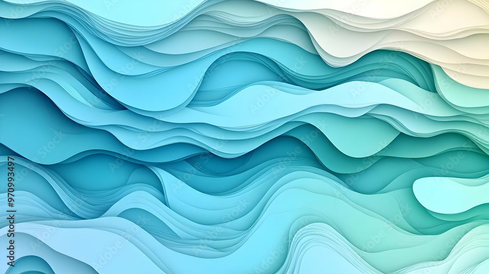 Abstract Blue Waves - Paper Cut Style Animation Background - 4K Abstract Blue Waves - Paper Cut Style Animation Background - 4K
