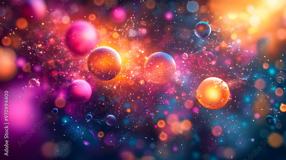 Abstract 3D Spheres Glowing in a Cosmic Nebula - A Mesmerizing Background Animation Abstract 3D Spheres Glowing in a Cosmic Nebula - A Mesmerizing Background Animation