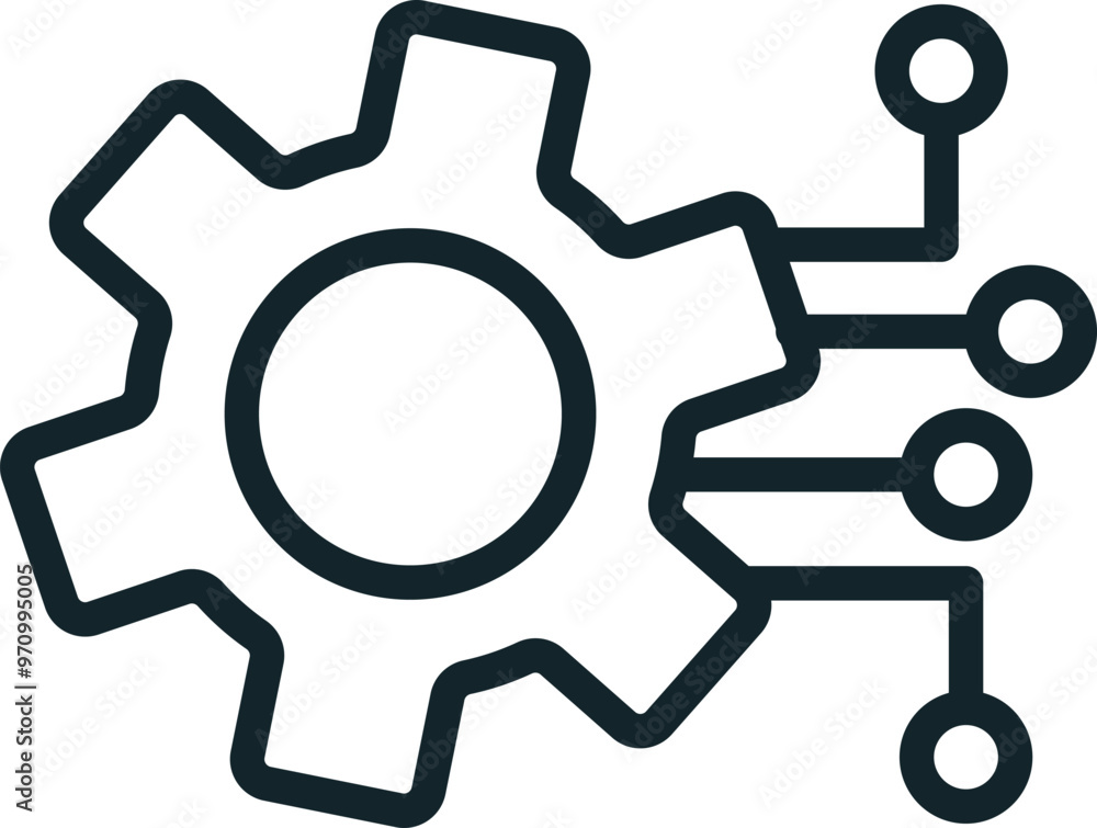 Gear connecting to circuit board symbolizing artificial intelligence