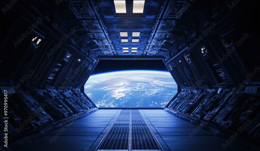 Cinematic spaceship interior overlooking earth for futuristic design and sci-fi projects Cinematic spaceship interior overlooking earth for futuristic design and sci-fi projects