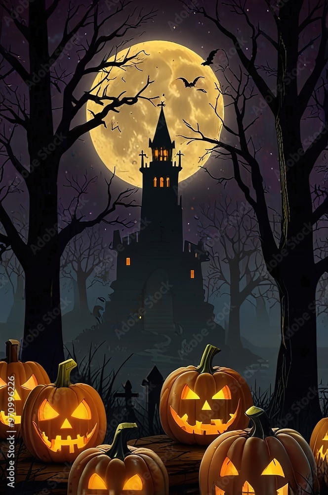 Fototapeta premium halloween background with pumpkin