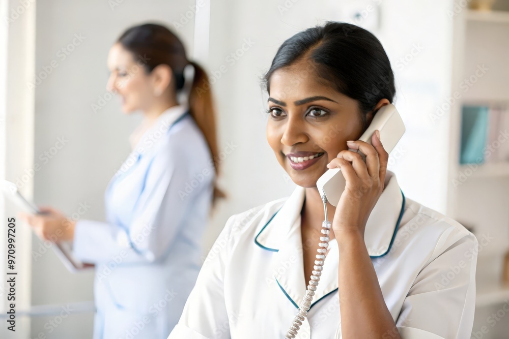 Indian Reception Nurse Assisting Patient via Phone
Indian Reception Nurse Assisting Patient via Phone