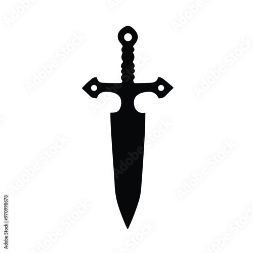 Vintage dagger or sword icon. Dagger brand logo design element. black and white vector illustration