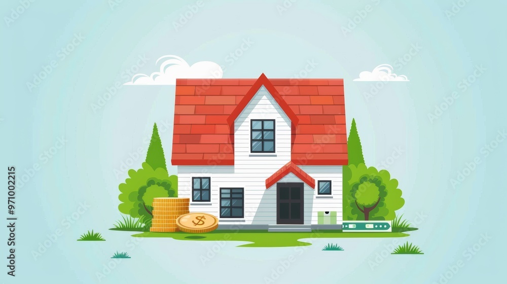 Concept of mortgage, business and asset management. Build a house with coins. Vector illustration. Concept of mortgage, business and asset management. Build a house with coins. Vector illustration.