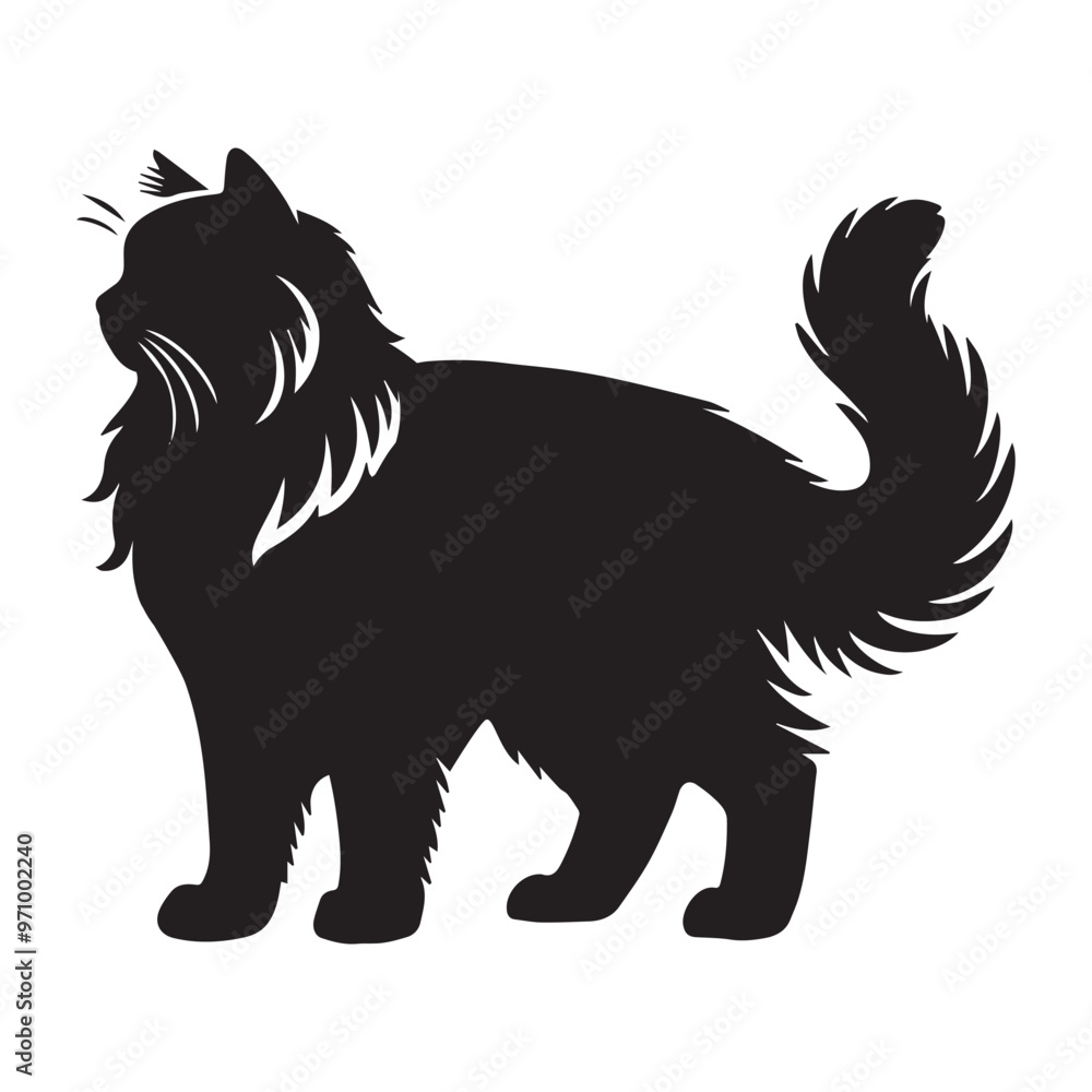 Fototapeta premium Ragdoll cat silhouette Clipart - Cat Vector illustration in black and white 