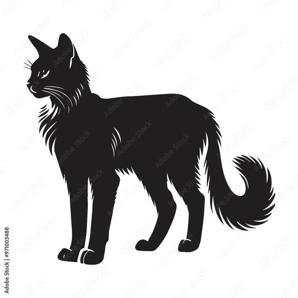 Somali cat silhouette Clipart - Cat Vector illustration in black and white
Somali cat silhouette Clipart - Cat Vector illustration in black and white