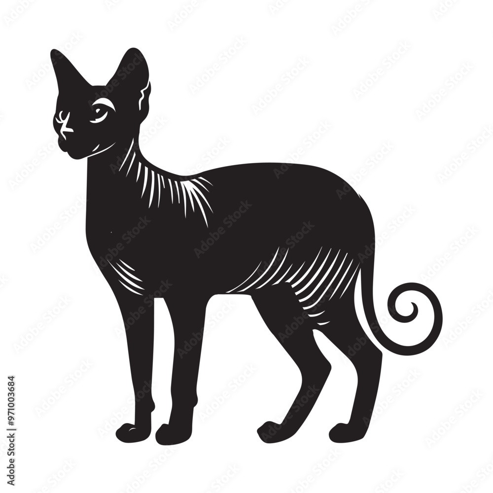 Sphynx cat silhouette Clipart - Cat Vector illustration in black and white
Sphynx cat silhouette Clipart - Cat Vector illustration in black and white