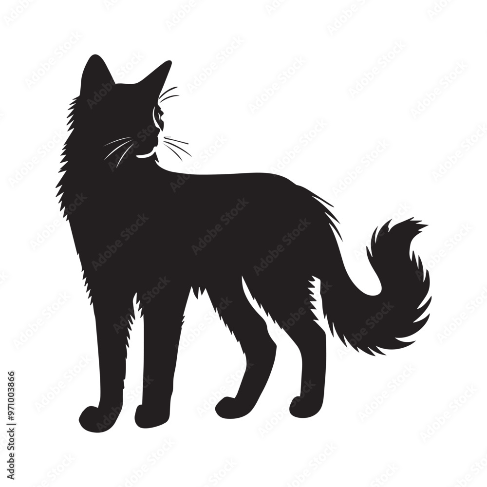 Fototapeta premium Somali cat silhouette Clipart - Cat Vector illustration in black and white 