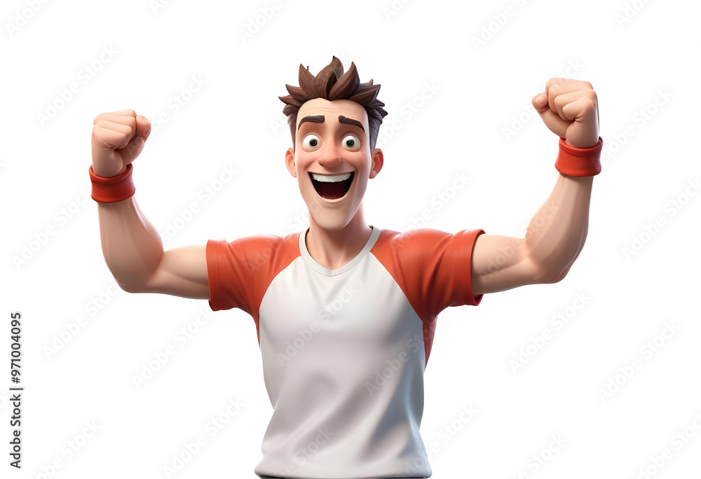 Cheerful young man with arms raised isolated on transparent background. Cheerful young man with arms raised isolated on transparent background.