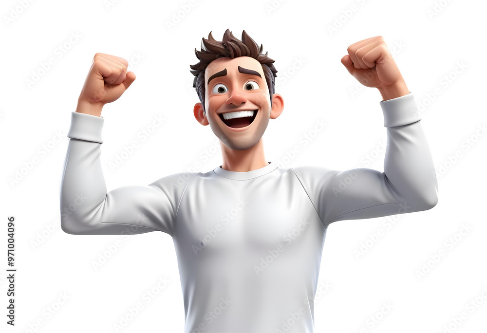 Cheerful young man with arms raised isolated on transparent background. Cheerful young man with arms raised isolated on transparent background.