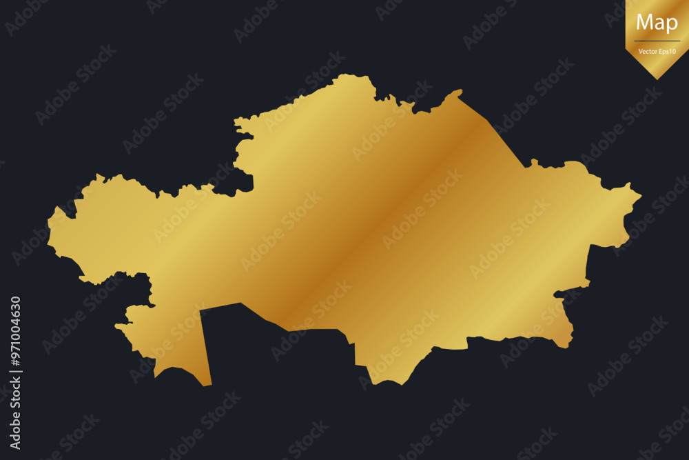 Abstract - High Detailed Gold Map of Kazakhstan. Vector illustration eps10. Abstract - High Detailed Gold Map of Kazakhstan. Vector illustration eps10.