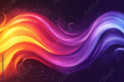 Abstract Colorful Waves with Glittering Background