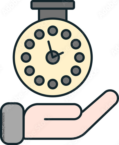 Businessman holding a clock showing time management concept