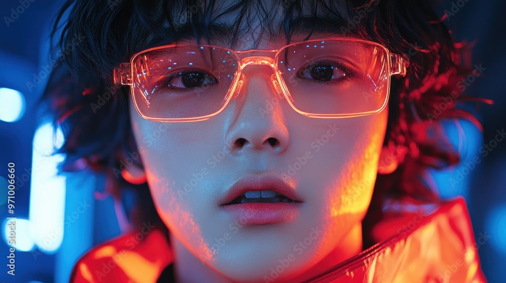 Young Man in Neon Lights Young Man in Neon Lights