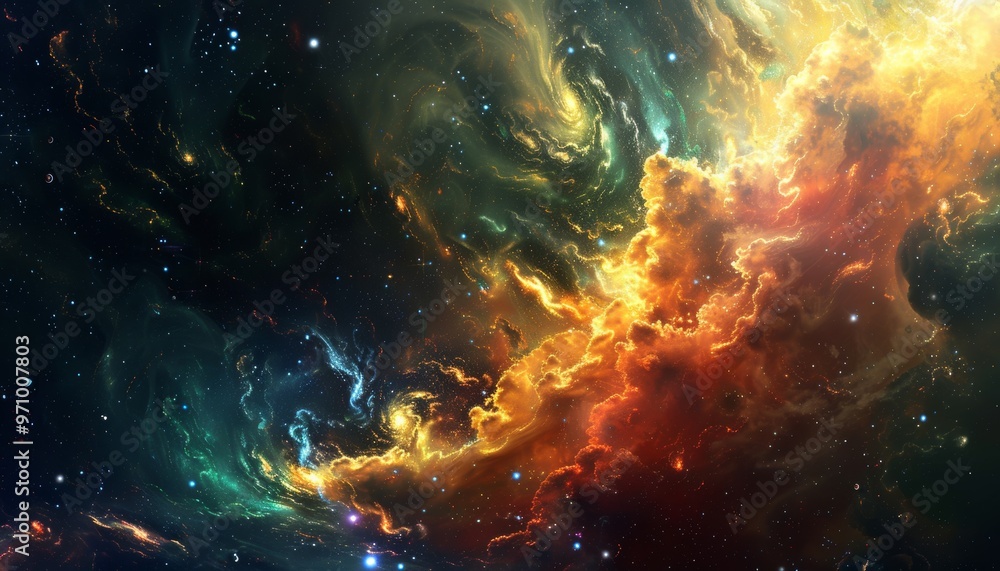 Naklejka premium Captivating Cosmic Explosion Illuminates Galactic Splendor