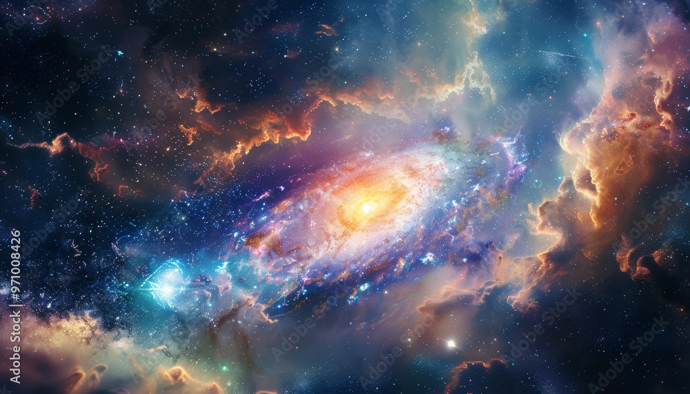Naklejka premium Captivating Cosmic Explosion in a Vibrant Digital Universe