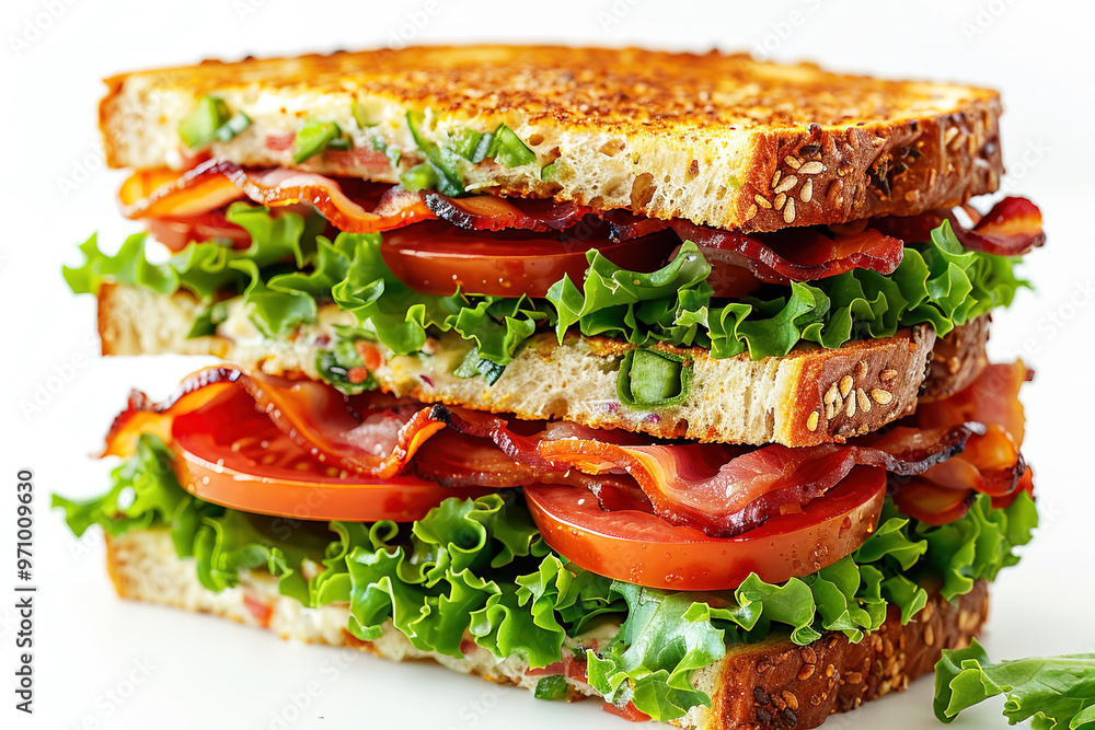 Sandwich traditional bread tomato cheese and ham fried on white background isolate. Sandwich traditional bread tomato cheese and ham fried on white background isolate.