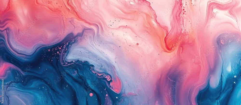 Fototapeta premium Abstract acrylic backdrop featuring marble effects Textured paint strokes on paper create a unique wallpaper suitable for web and game design Macro image showcases a surrealistic grunge style artw