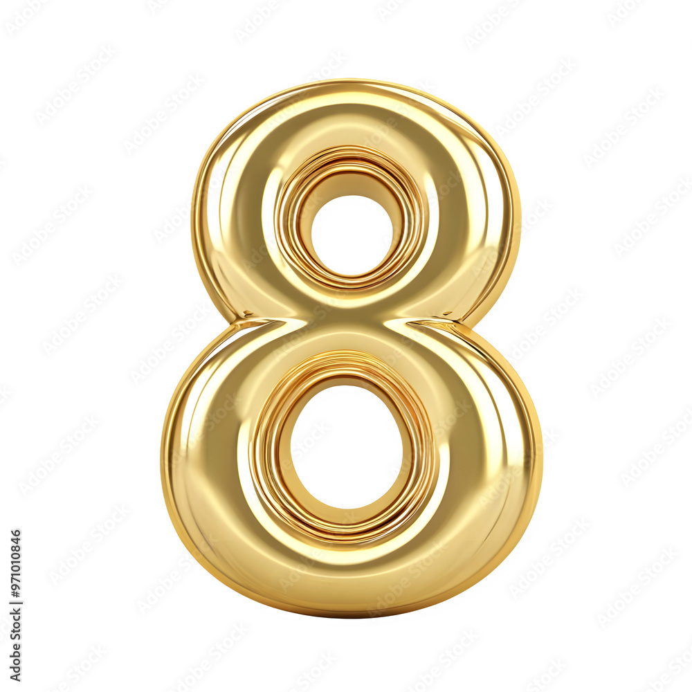 golden number 8 isolated on a transparent background golden number 8 isolated on a transparent background