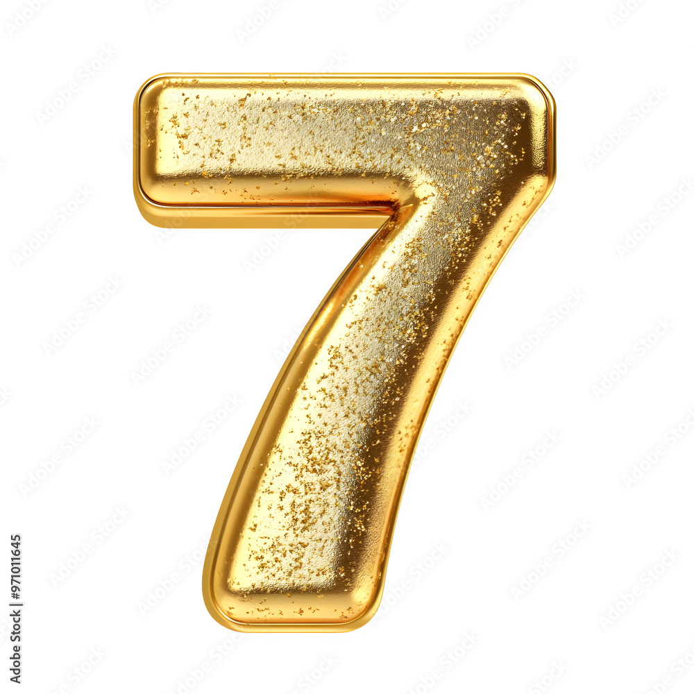 3d golden number 7 isolated on a transparent background 3d golden number 7 isolated on a transparent background