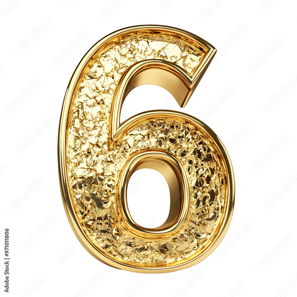 golden number 6 isolated on a transparent background golden number 6 isolated on a transparent background