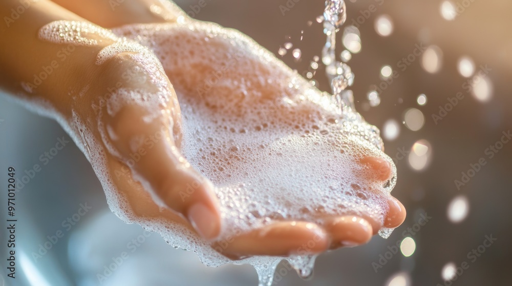 Fototapeta premium Close-up_of_hands_being_thoroughly washed