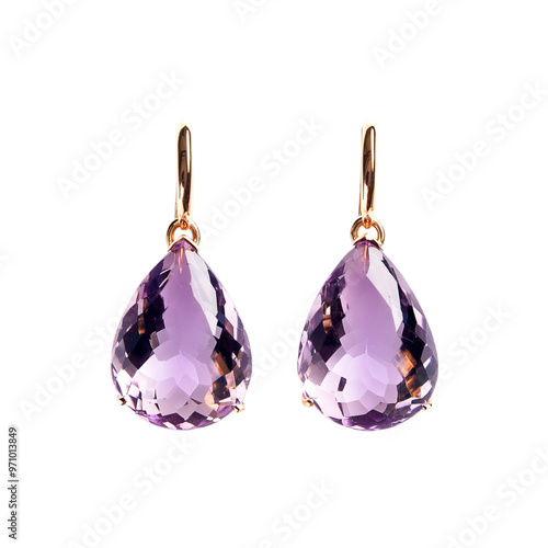 Amethyst earings isolated on transparent background