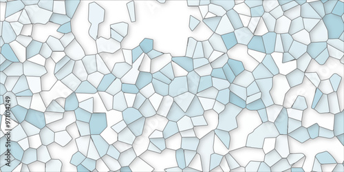 Abstract blue, white broken stained-glass background with black line. geometric seamless pattern with 3d shapes triangle background. colorful low poly crystal mosaic and tiles background pattern.