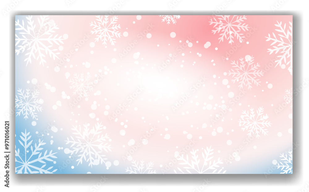 A pattern featuring blue and pink snowflakes on a gradient background with soft hues of pink and blue. This design conveys a winter and holiday theme. Vector illustration A pattern featuring blue and pink snowflakes on a gradient background with soft hues of pink and blue. This design conveys a winter and holiday theme. Vector illustration