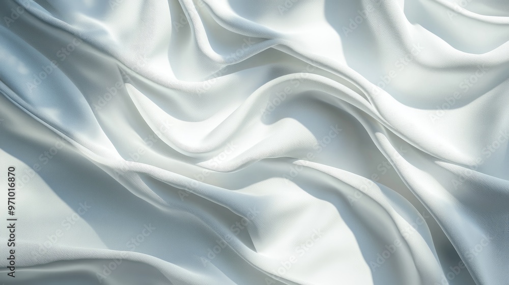 Obraz premium 3D Fabric Folds With White Satin Cloth Draping Luxurious And Elegant Material With Cinematic Shadows